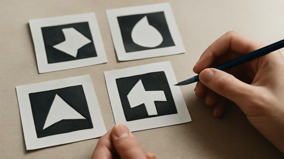 Thumb-sized sketches demonstrating figure and ground inversions with strong dark and light shapes